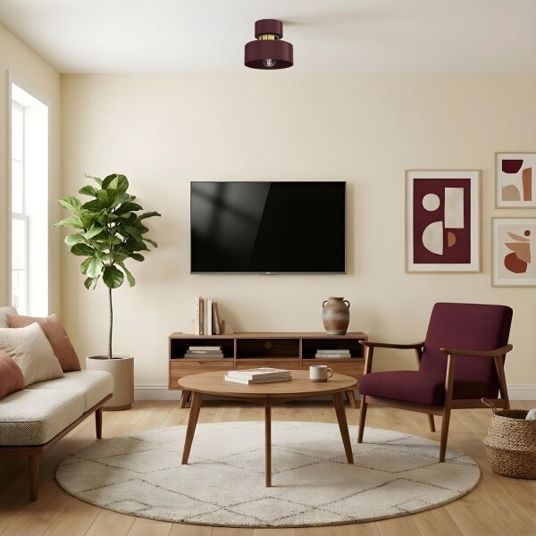 Stropné svietidlo MARTI 1xE27/15W/230V priemer 20,5 cm bordové/zlaté
