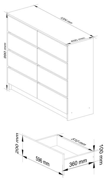 Komoda K120 8SZ CLP PK kašmírová
