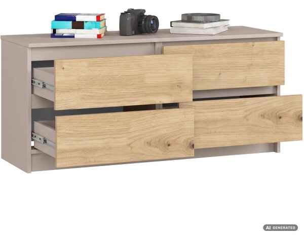 Komoda K120 4SZ CLP PK kašmírová / dub artisan