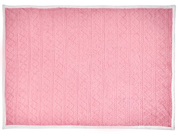 Deka ružová a biela mäkká polyester 150 x 200 cm dvojfarebná hrejivá prikrývka na posteľ