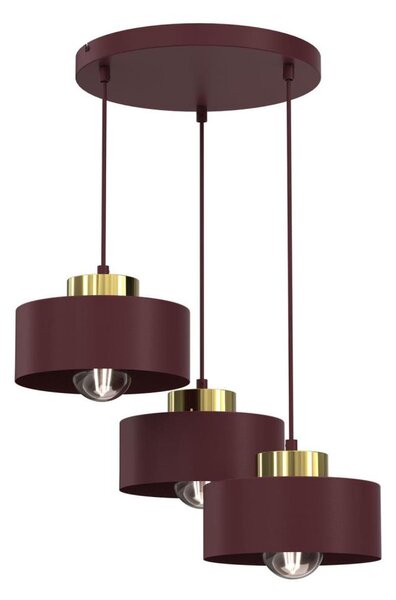Luster na lankách MARTI 3xE27/15W/230V bordový/zlatý