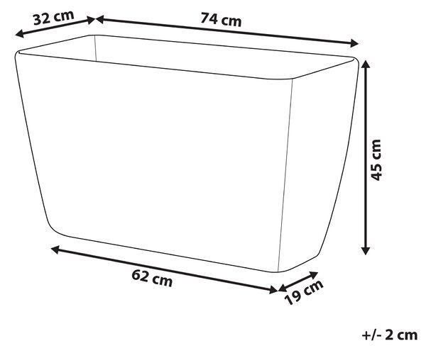 Kamenný kvetináč béžový 74 x 32 x 45 cm moderný minimalistický dizajn izbové vonkajšie doplnky