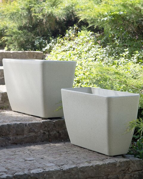 Kamenný kvetináč béžový 60 x 27 x 41 cm moderný minimalistický dizajn izbové vonkajšie doplnky