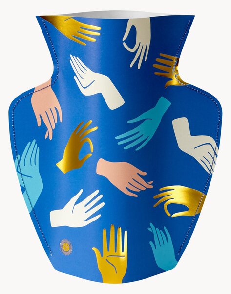 Ručne vyrobená dekoračná papierová váza Hamsa, V 29 cm