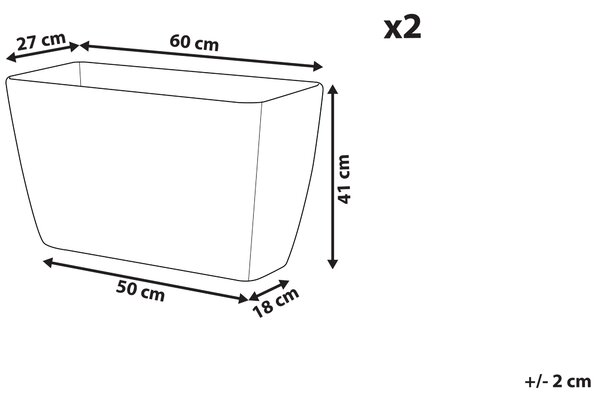 Sada 2 záhradných kvetináčov béžová 60 x 27 x 41 cm moderný minimalistický dizajn izbové vonkajšie doplnky