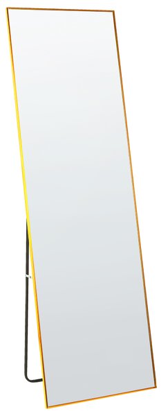 Stojace zrkadlo zlaté hliníkový rám 50 x 156 cm obdĺžnikové so stojanom moderný dizajn