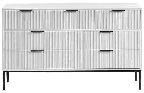 Komoda so 7 zásuvkami biela MDF moderný minimalistický dizajn obývacia izba úložný nábytok