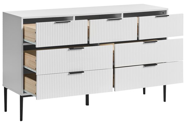 Komoda so 7 zásuvkami biela MDF moderný minimalistický dizajn obývacia izba úložný nábytok