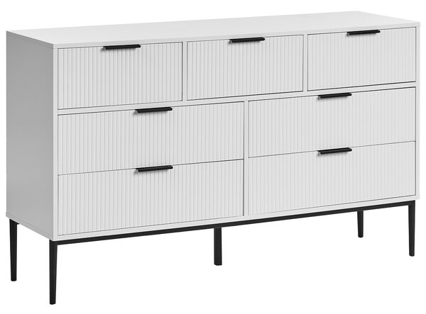 Komoda so 7 zásuvkami biela MDF moderný minimalistický dizajn obývacia izba úložný nábytok