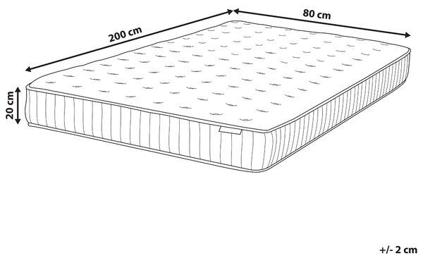 Vreckový pružinový matrac 80 x 200 cm tvrdý s latexom a taštičkovými pružinami