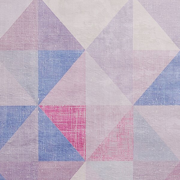 Koberec sivý a modrý 80 x 150 cm obdĺžnikový s geometrickým trojuholníkovým vzorom moderný