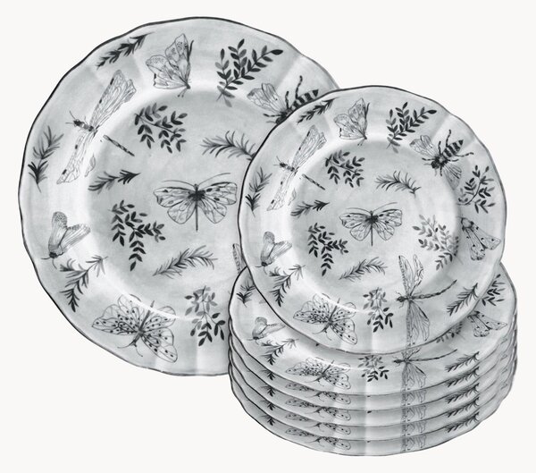 Porcelánový servírovací tanier na tortu a porcelánové dezertné taniere Sonia, 7 ks