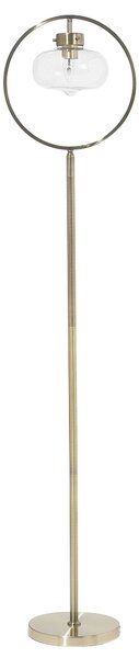 Stojaca lampa zlatá kovová 165 cm okrúhle otvorené geometrické tienidlo odhalená žiarovka retro moderný štýl obývačka spálňa