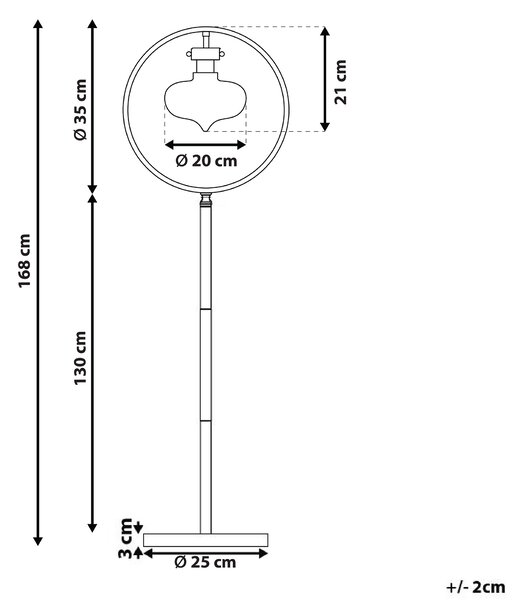 Stojaca lampa zlatá kovová 165 cm okrúhle otvorené geometrické tienidlo odhalená žiarovka retro moderný štýl obývačka spálňa