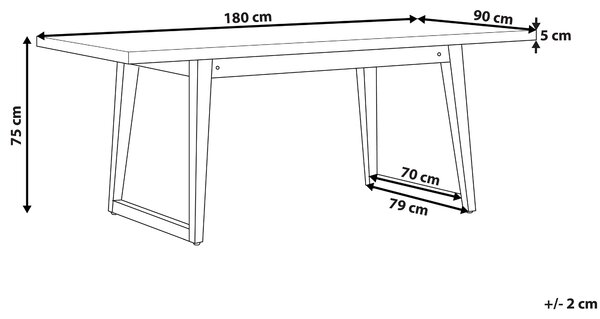 Záhradný jedálenský stôl sivá betónová vrchná doska svetlé akáciové drevo 180 x 90 cm 6-miestny moderný štýl exteriér