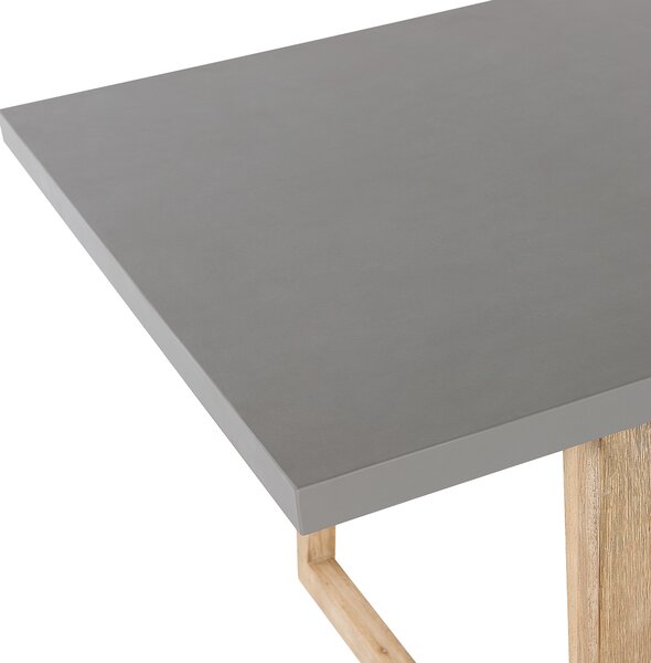 Záhradný jedálenský stôl sivá betónová vrchná doska svetlé akáciové drevo 180 x 90 cm 6-miestny moderný štýl exteriér