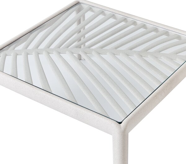 Záhradný konferenčný stolík svetlobéžový syntetický materiál 69 x 69 cm moderný štýl exteriér záhrada