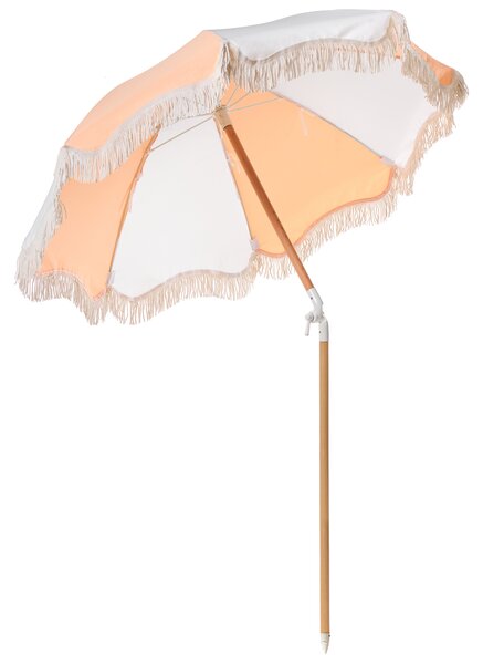 Záhradný slnečník oranžový tyč z bukového dreva ⌀ 150 cm okrúhly nastaviteľný UV odolný retro štýl exteriér
