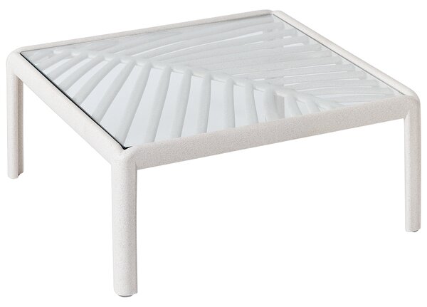 Záhradný konferenčný stolík svetlobéžový syntetický materiál 69 x 69 cm moderný štýl exteriér záhrada