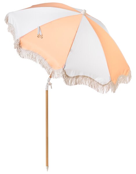 Záhradný slnečník oranžový tyč z bukového dreva ⌀ 150 cm okrúhly nastaviteľný UV odolný retro štýl exteriér