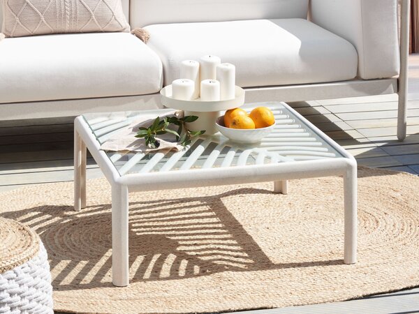 Záhradný konferenčný stolík svetlobéžový syntetický materiál 69 x 69 cm moderný štýl exteriér záhrada