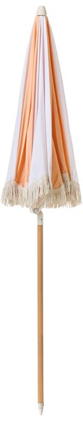 Záhradný slnečník oranžový tyč z bukového dreva ⌀ 150 cm okrúhly nastaviteľný UV odolný retro štýl exteriér