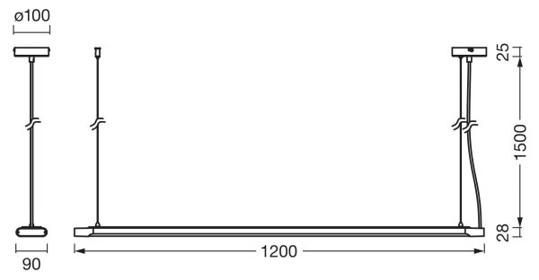 Osram -LED Stmievateľný luster na lanku OFFICE LINE LED/40W/230V 4000K 120 cm biela