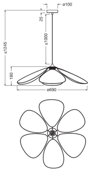 Osram - závesné svietidlo na lanku DECOR RATTAN 1xE27/15W/230V pr. 69 cm béžová/čierna