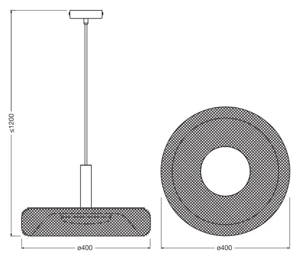 Osram - LED luster na lane DECOR MESH LED/18,5W/230V pr. 40 cm čierna/kaučukovník