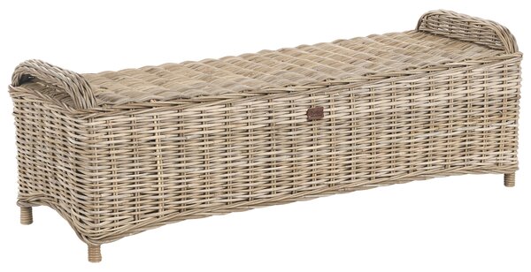 Záhradná lavička s taburetom prírodná ratanová krémovobiely podsedák 150 cm interiér exteriér boho štýl záhrada terasa balkón