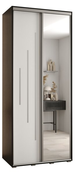 Šatníková skriňa ASIRI 13 - 110/45 cm, čierna / biela / strieborná
