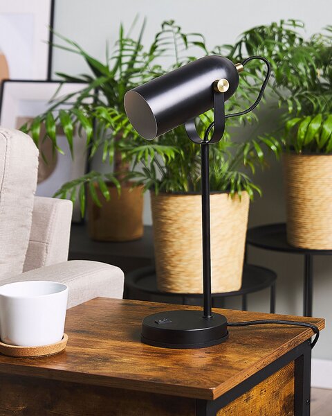 Stolná lampa čierna kovová 48 cm nastaviteľné bodové svietidlo industriálny dizajn