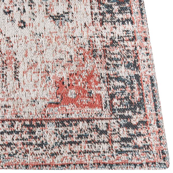 Koberec červená a béžová bavlna polyester 80 x 150 cm orientálny vzor vintage bytové doplnky