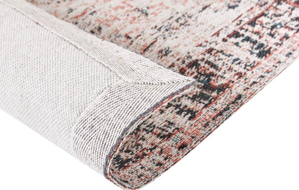 Koberec červená a béžová bavlna polyester 80 x 150 cm orientálny vzor vintage bytové doplnky