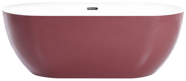 Voľne stojaca vaňa červená sanitárny akrylát 170 x 80 cm oválna voľne stojaca moderný štýl