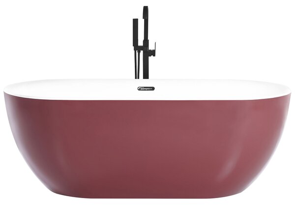 Voľne stojaca vaňa červená sanitárny akrylát 170 x 80 cm oválna voľne stojaca moderný štýl