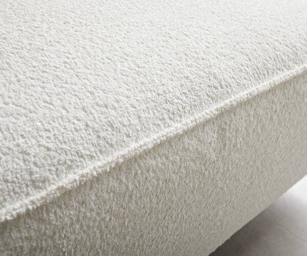 DELIFE Pohovka v tvare "U" Sirpio 300x210 cm bouclé bielo-krémová ležadlo variabilné s taburetom