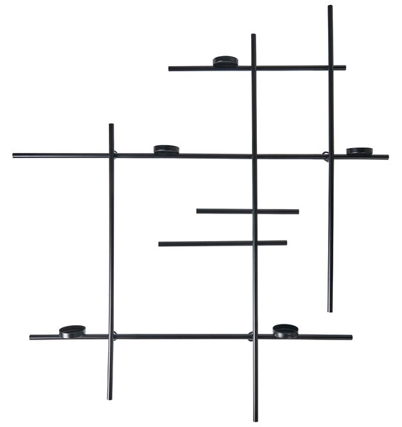 Svietnik čierny kovový 60 cm moderný geometrický držiak na sviečky bytová dekorácia
