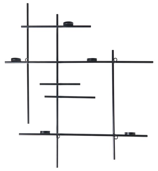 Svietnik čierny kovový 60 cm moderný geometrický držiak na sviečky bytová dekorácia
