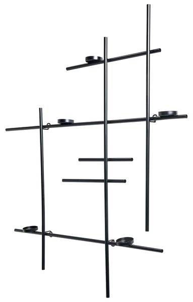 Svietnik čierny kovový 60 cm moderný geometrický držiak na sviečky bytová dekorácia