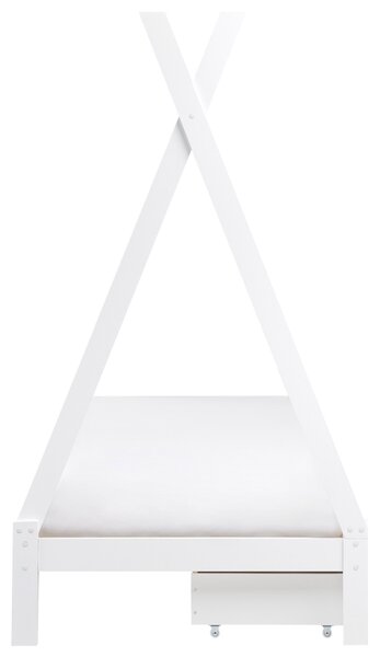 Detská posteľ teepee biela borovicové drevo 90 x 200 cm jednolôžko pre deti lamelový rám postele so zásuvkami