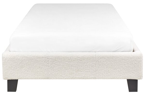 Posteľ čalúnená svetlobéžová buklé 90 x 200 cm rám postele s roštom bez čela spálňa moderný minimalistický štýl