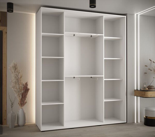 Šatníková skriňa ASIRI 3 - 200/45 cm, biela / strieborná