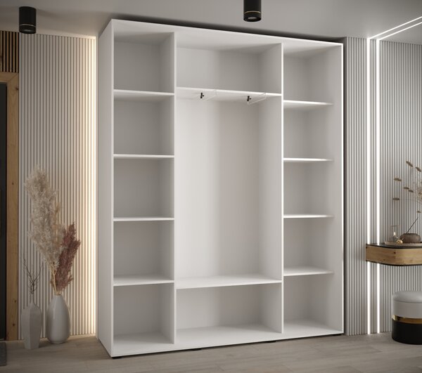 Šatníková skriňa ASIRI 3 - 200/45 cm, biela / strieborná