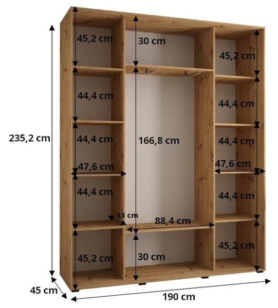 Šatníková skriňa INDIRA 1 - 190/45 cm, kašmír / strieborná