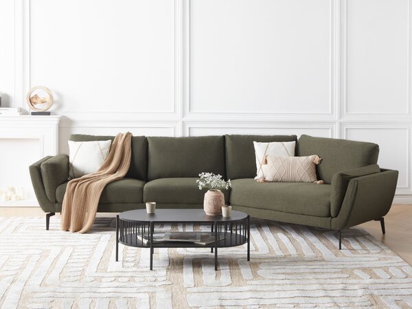 Pohovka zelená polyester látkové čalúnenie 3-miestna oblúkové sedadlo moderný minimalistický štýl obývacia izba