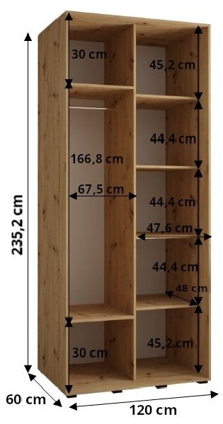Šatníková skriňa ASIRI 5 - 120/60 cm, dub artisan / čierna
