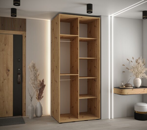 Šatníková skriňa ASIRI 5 - 120/60 cm, dub artisan / čierna