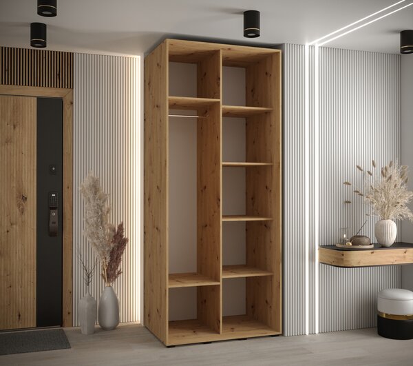Šatníková skriňa ASIRI 5 - 120/60 cm, dub artisan / čierna