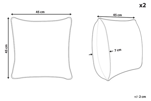 Sada 2 vonkajších dekoratívnych vankúšov zelená polyester listový vzor vodoodolné snímateľné poťahy